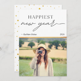 New Year Gold Photo Simple Holiday Card