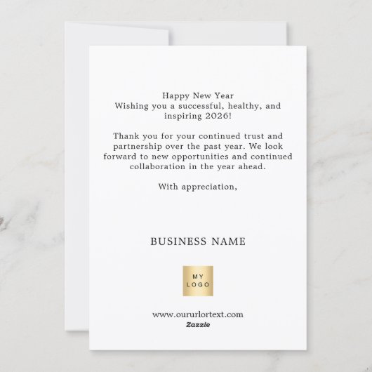 New Year gold script business logo シーズンカード (裏面)