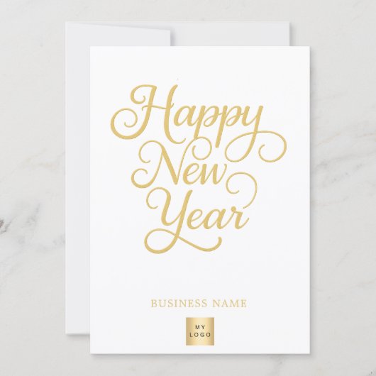 New Year gold script business logo シーズンカード (正面)