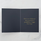 New Year Golden Flowers In Blue Strokes カード (内部)