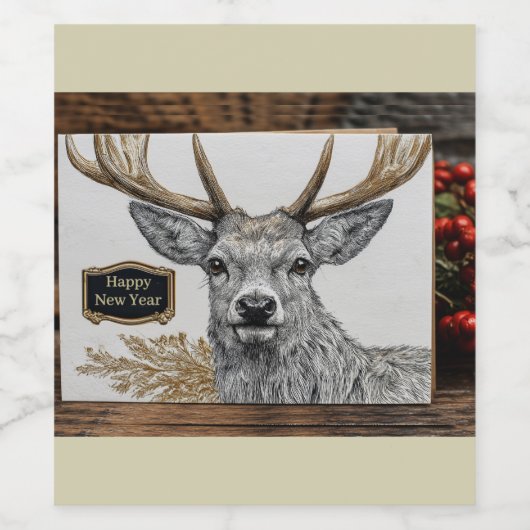 New Year greeting label ワインラベル (シングルラベル)