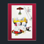 New year greeting with two cats sitting シーズンポストカード<br><div class="desc">New year greeting with two cats sitting. Send your holiday wishes and greeting in retro style with this beautiful reproduction vintage Christmas Card, which will delight all who receive this stylish xmas greeting card. Put a little vintage Christmas in every ones heart. This Christmas cards is great for everyone. This...</div>