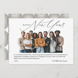 New Year Greetings Photo with Art Deco Greeting 招待状