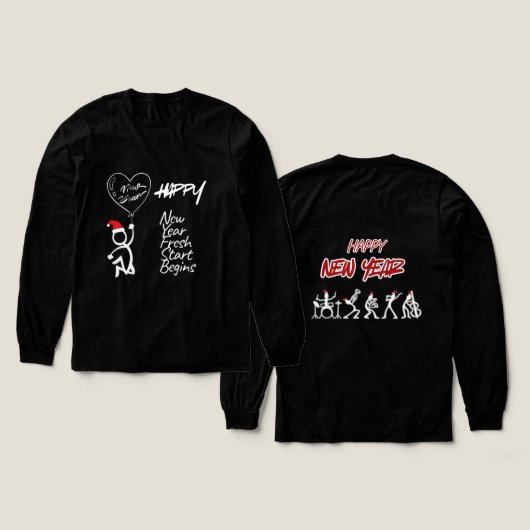 NEW YEAR hoodies trendy fun cool トライブレンドTシャツ (デザイン 正面&背面)