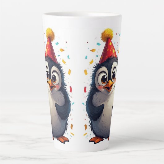 New year, love, birds, penguins カフェラテマグ (正面)