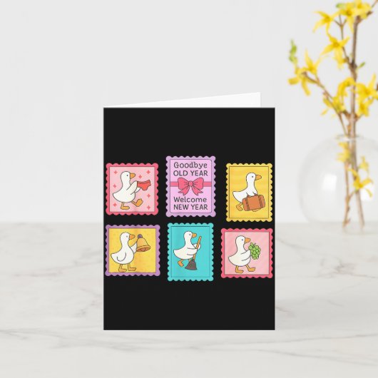 New Year Matching Welcome New Year Midnight Funny  カード (黄色い花)