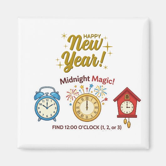 New Year Midnight Magic Time Telling Game Magnet マグネット (正面)