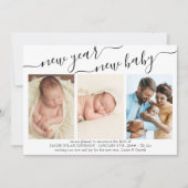 New Year New Baby 3 Photo Birth Announcement シーズンカード (正面)