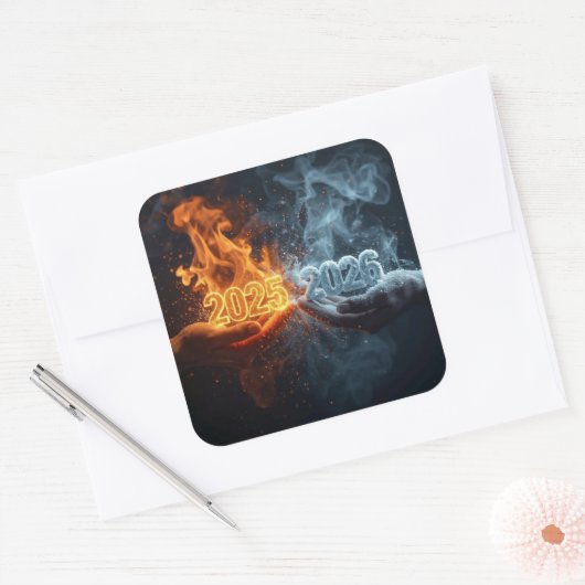 New Year New Beginnings Sticker スクエアシール (封筒)