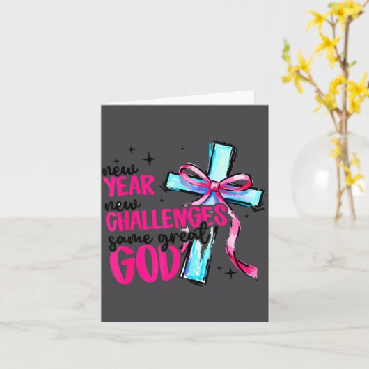 New Year New Challenges Same Great God Happy New Y カード (黄色い花)