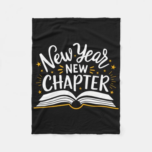 New Year New Chapter Happy New Year 2025 Book  フリースブランケット (正面)