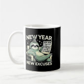 New Year New Excuses Funny Lazy Sloth New Year Res コーヒーマグカップ (左)