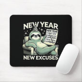 New Year New Excuses Funny Lazy Sloth New Year Res マウスパッド (マウス)