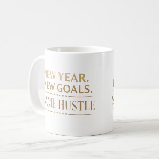 New Year New Goals Same Hustle Motivational コーヒーマグカップ (正面左)