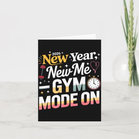 New Year New Me 2026 Funny Fitness Workout Gym Mod カード (正面)