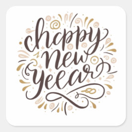 NEW YEAR New START , Happy New Years スクエアシール