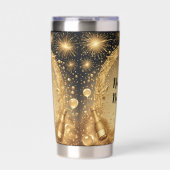 New Year New Vibes Midnight Gold Champagne Sparkle 保温保冷タンブラー (正面)
