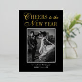 New Year Newlyweds Modern Wedding Photo 箔シーズンカード (立ち正面)