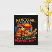 New Year Old Me Funny Cat Retro Lazy Meme Gift  カード (黄色い花)