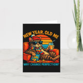 New Year Old Me Funny Cat Retro Lazy Meme Gift  カード (正面)