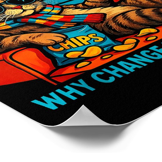 New Year Old Me Funny Cat Retro Lazy Meme Gift  ポスター (角)