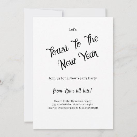 New Year Party 招待状 (裏面)