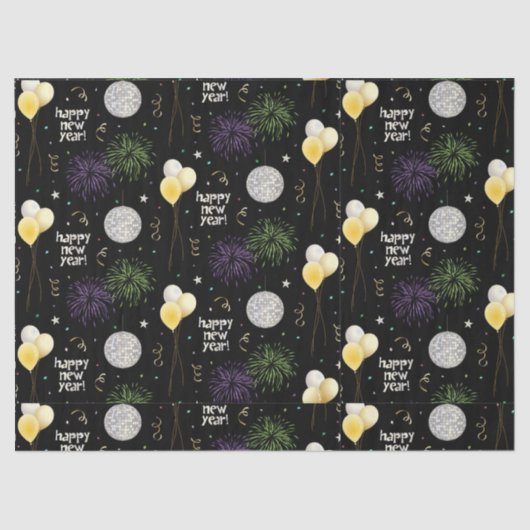 New Year Party Balloons Wrapping Paper 薄葉紙 (正面)
