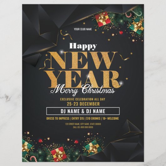 New Year Party Flyer Template チラシ (正面)