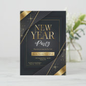 New Year Party Invitation Black and Gold 招待状 (スタンド正面)