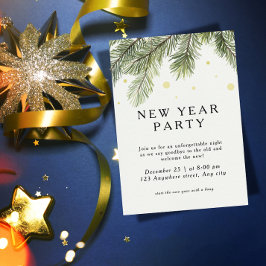 New Year Party Invitation | Pine Branch Festive  招待状