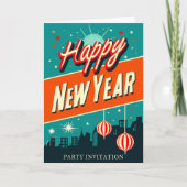 New Year Party Mid Century Modern Style 招待状 (正面)