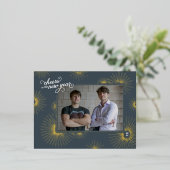 New Year Photo & Fireworks Holiday Foil Postcard 箔シーズンポストカード (立ち正面)