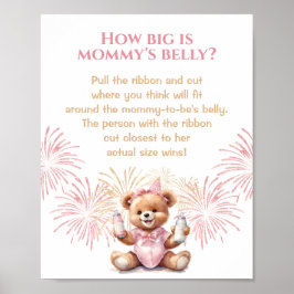 New Year Pink Baby Shower How Big Is Mommy's Belly ポスター