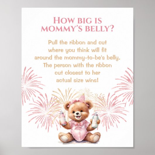 New Year Pink Baby Shower How Big Is Mommy's Belly ポスター (正面)