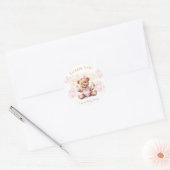 New Year Pink Bear Girl Baby Shower Sticker ラウンドシール (封筒)