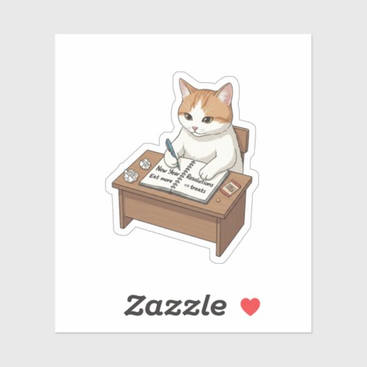 New Year Resolution Cat Eat More Treats Planner シール (シート)