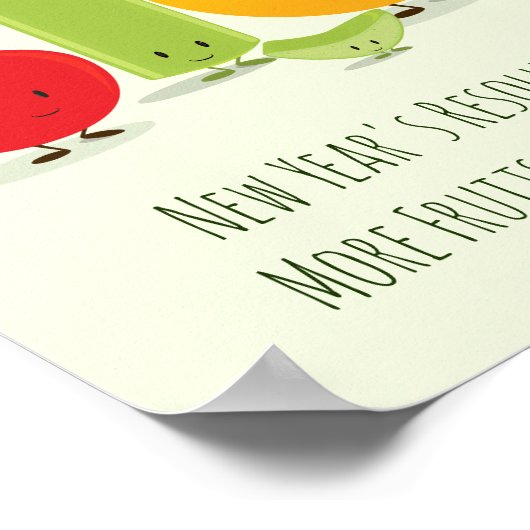 New Year Resolution Healthy Eating Fruit Vegetable ポスター (角)