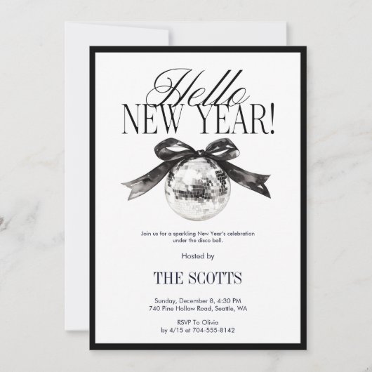 New Year’s Eve Hello New Year Disco Ball 招待状 (正面)