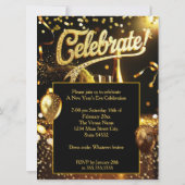 New Year’s Eve Party Celebrate Champagne Streamers 招待状 (裏面)