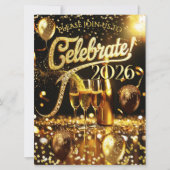 New Year’s Eve Party Celebrate Champagne Streamers 招待状 (正面)