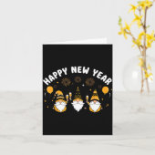 New Year’s Eve Party Happy New Year Gnome Confetti カード (黄色い花)