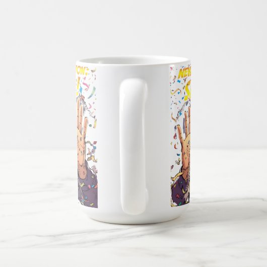 New Year’s Mission: Survival! Funny Comic Characte コーヒーマグカップ (ハンドル)