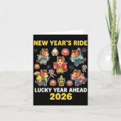 New Year’s Ride 2026 Cute Zodiac Celebration Graph カード (正面)