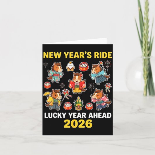 New Year’s Ride 2026 Cute Zodiac Celebration Graph カード (正面)