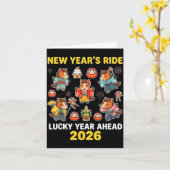 New Year’s Ride 2026 Cute Zodiac Celebration Graph カード (黄色い花)