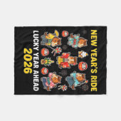 New Year’s Ride 2026 Cute Zodiac Celebration Graph フリースブランケット (正面(横))