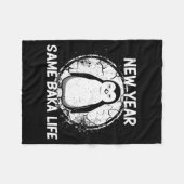 New Year Same Baka Life Baka Penguin  フリースブランケット (正面(横))