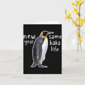 New Year Same Baka Life Funny Penguin  カード (黄色い花)