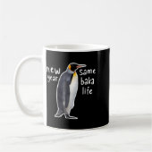 New Year Same Baka Life Funny Penguin コーヒーマグカップ (左)
