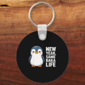 New Year Same Baka Life Funny Penguin Anime Style  キーホルダー (正面)